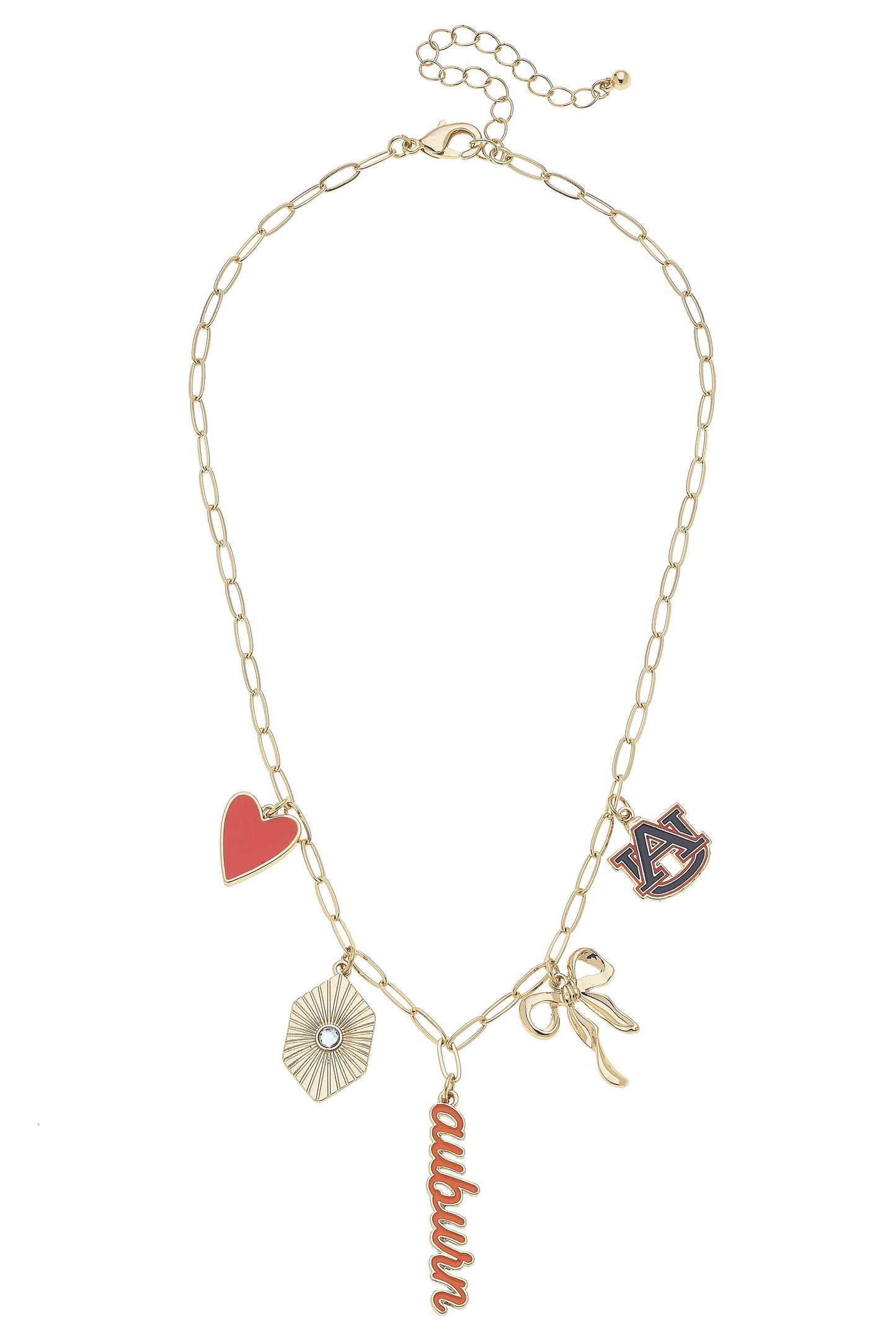 Auburn Tigers Paper Clip Charm Necklace