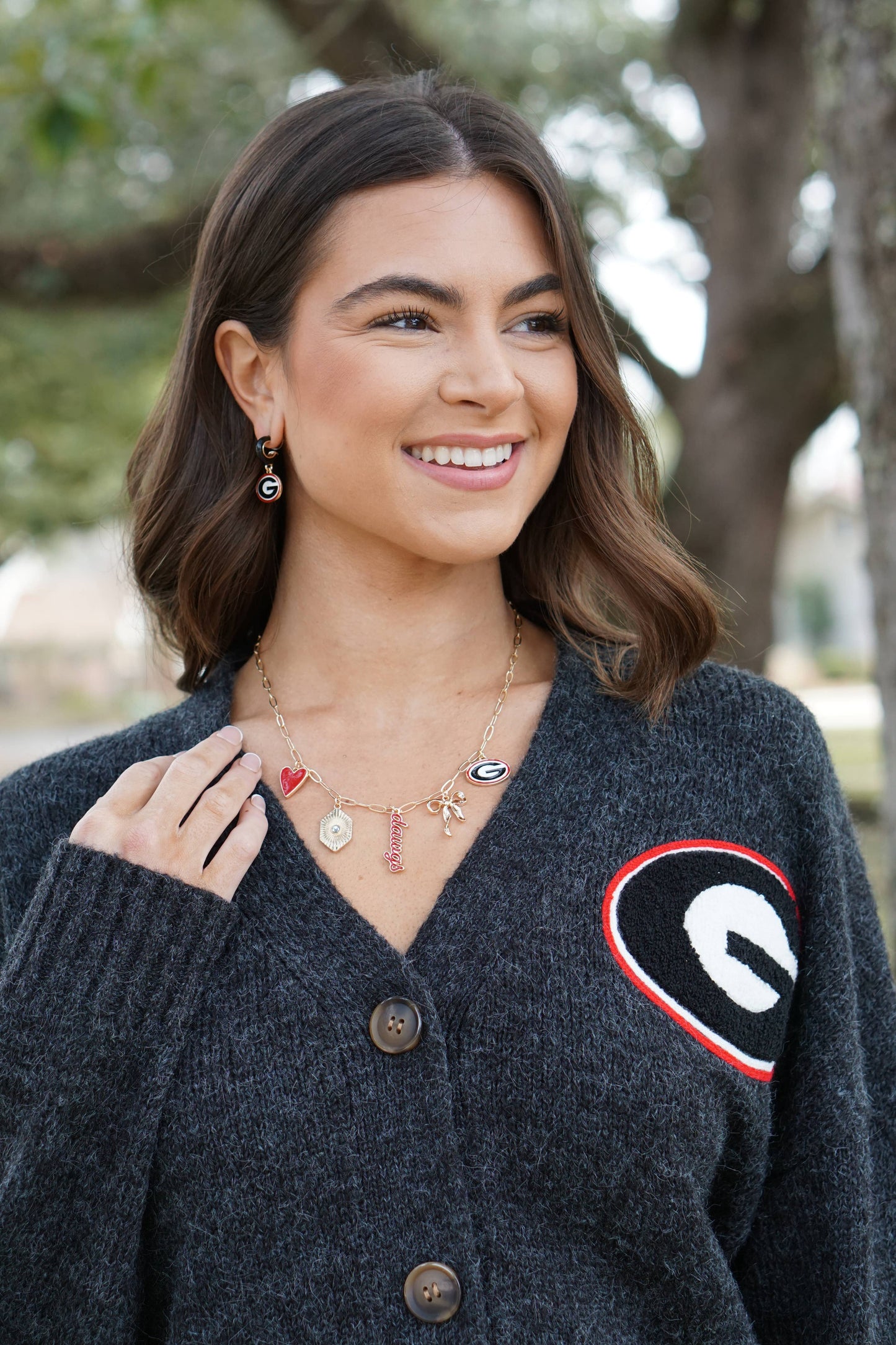 Georgia Bulldogs Paper Clip Charm Necklace