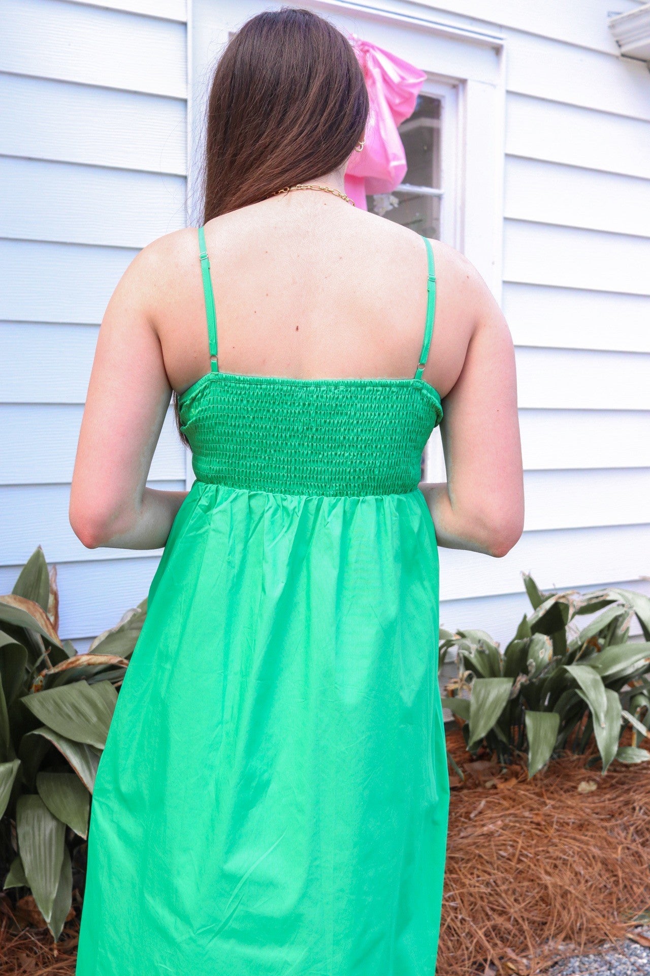 *FINAL SALE* Poplin Green Spring Midi Dress