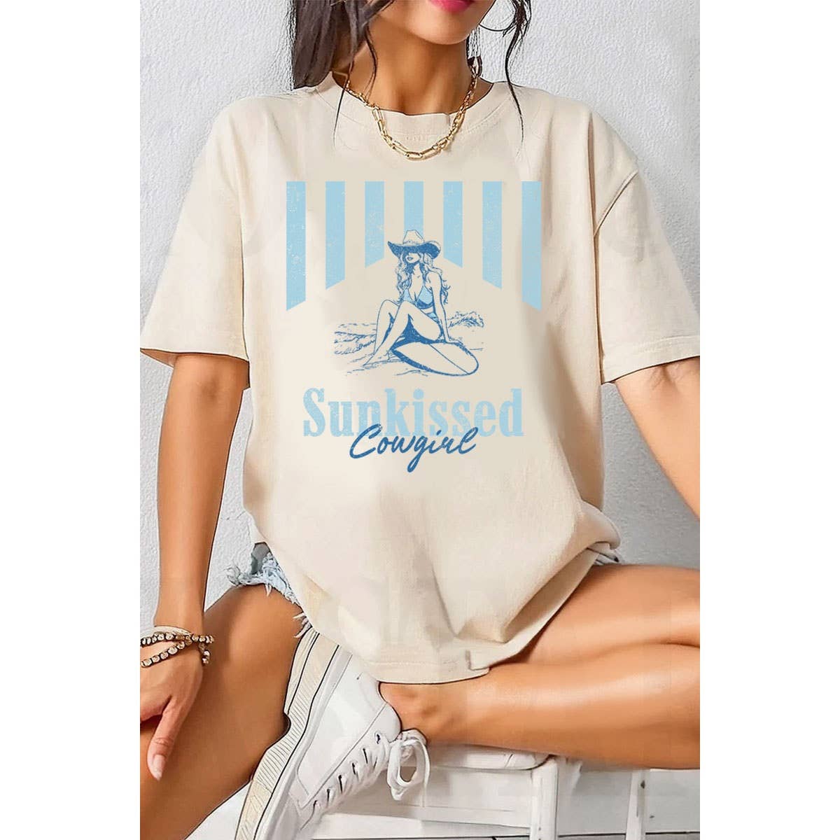 *FINAL SALE* Sun Kissed Cowgirl Oversized Mineral Graphic Tee