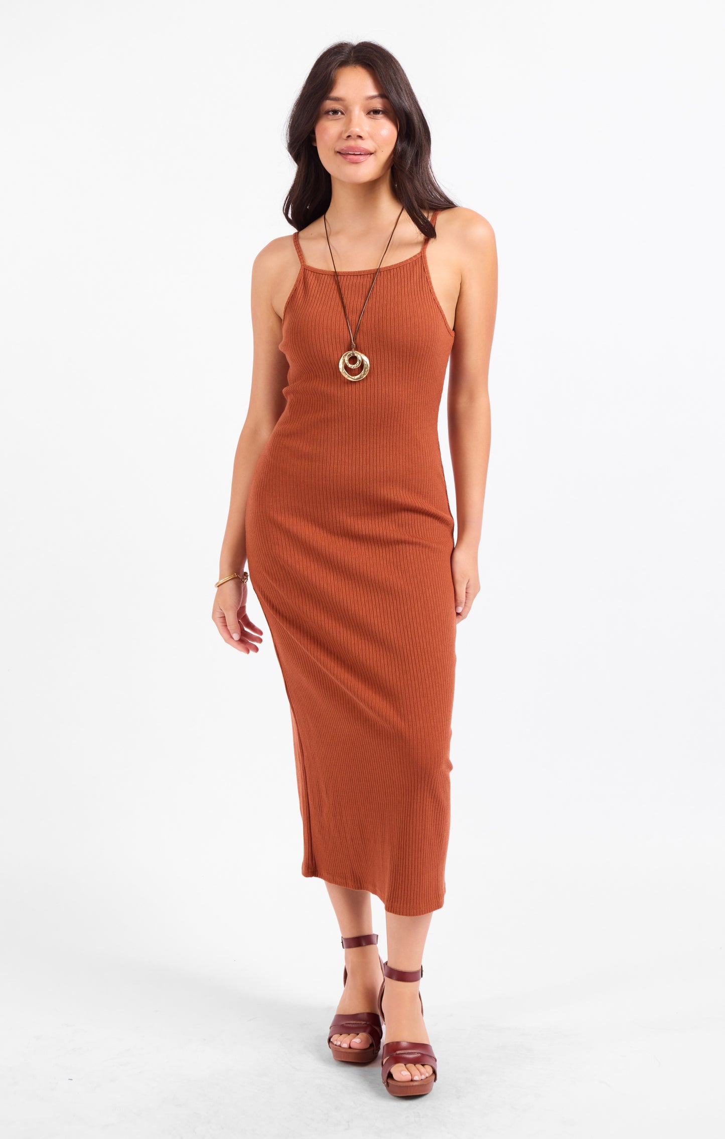 Soft Cedar Rib Knit Midi Dress