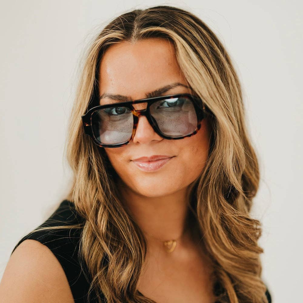 Ellen Retro Square Pilot Sunglasses