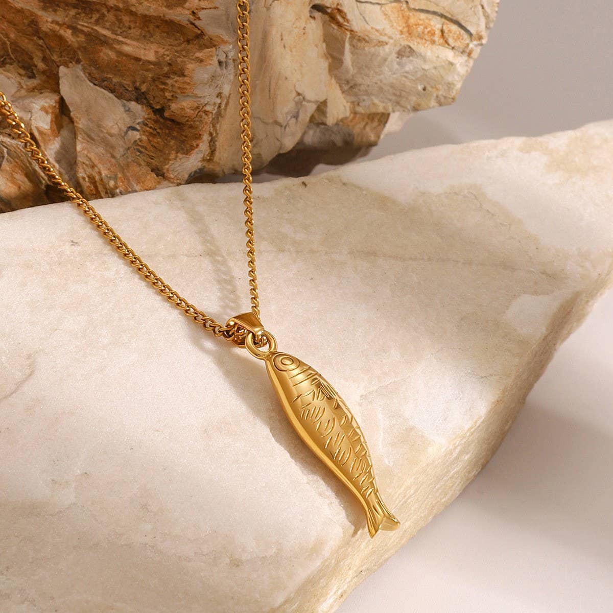 18K Stainless Steel Tarnish Free Fish Necklace