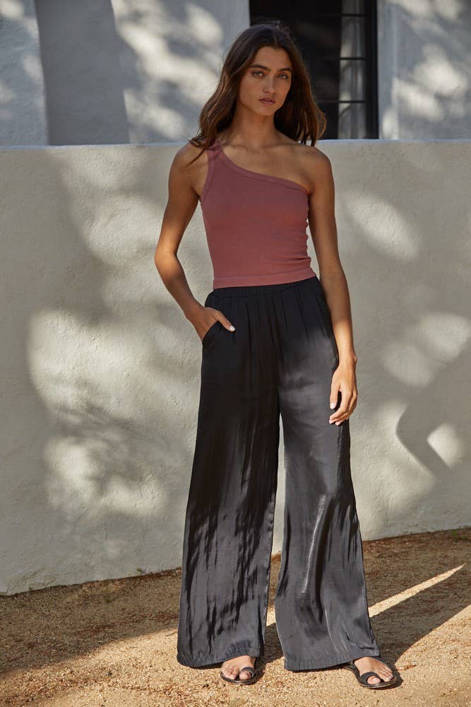 High Quality Seamless One Shoulder Ribbed Top