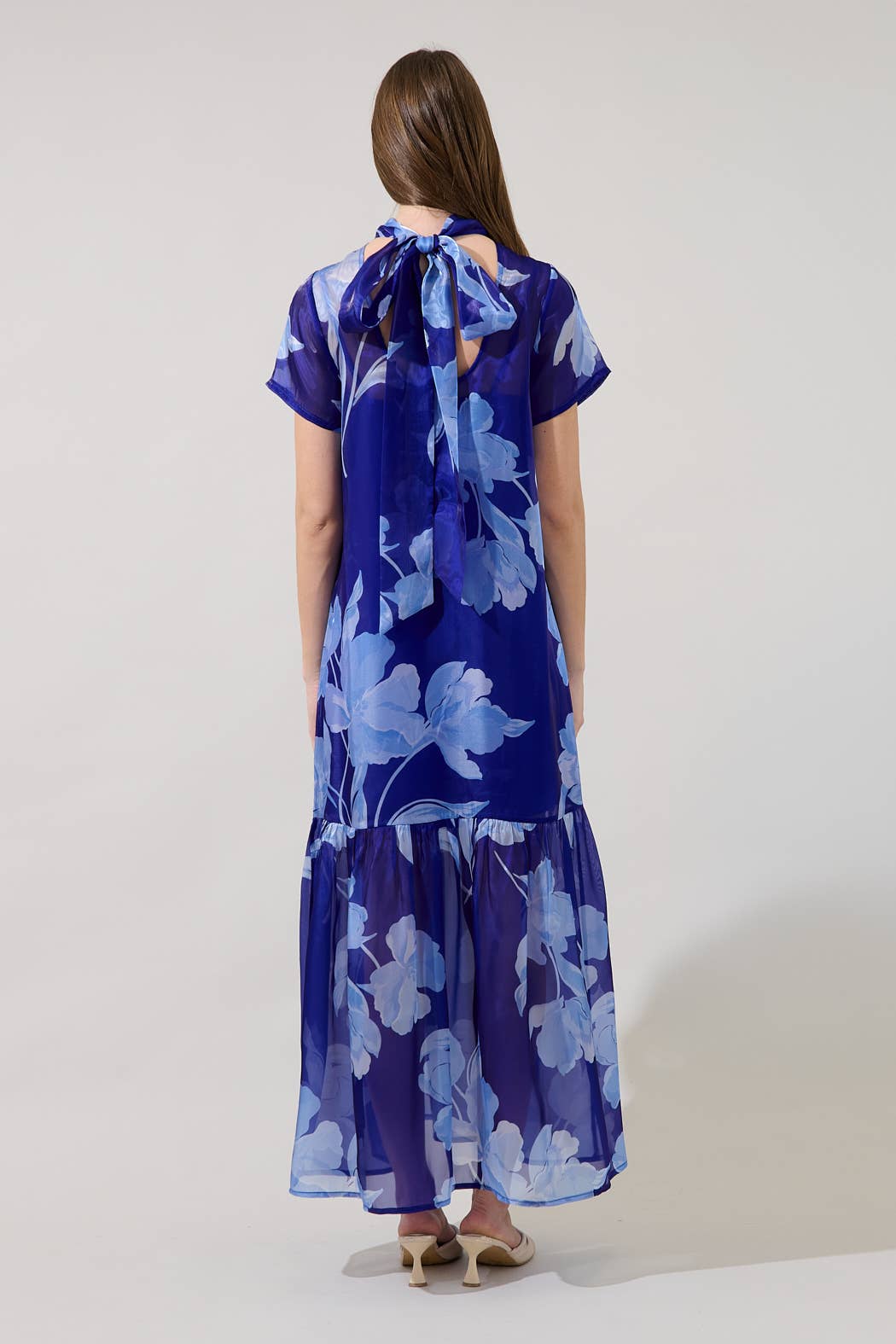 Dime Organza Mockneck Floral Maxi Dress