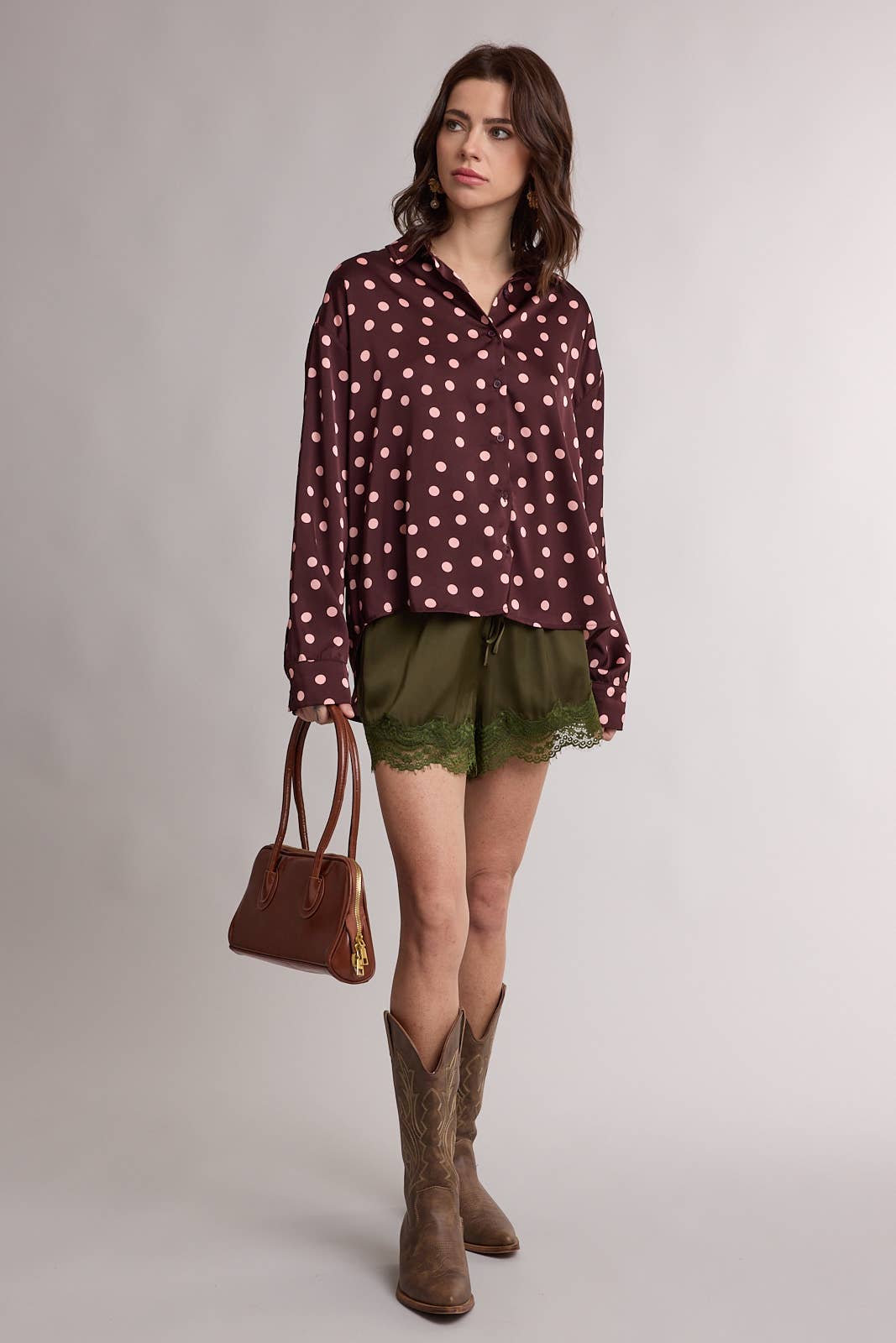 Scallop Lace Trim Satin Shorts
