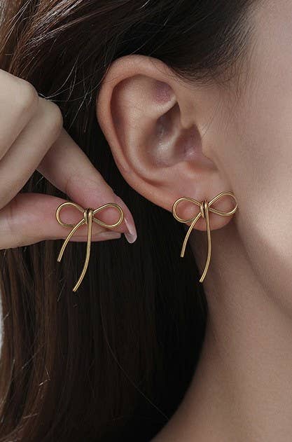 18K Stainless Steel Bow Earrings