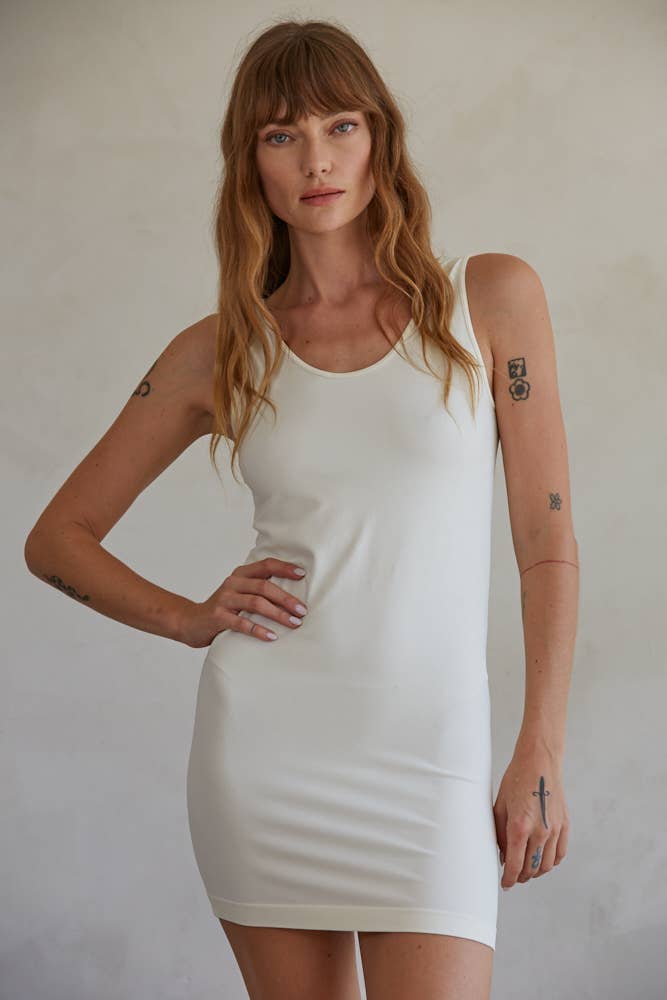 Solid Seamless U&V-neck Reversible Tunic Dress