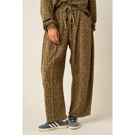Leopard Print Pull On Barrel Pants