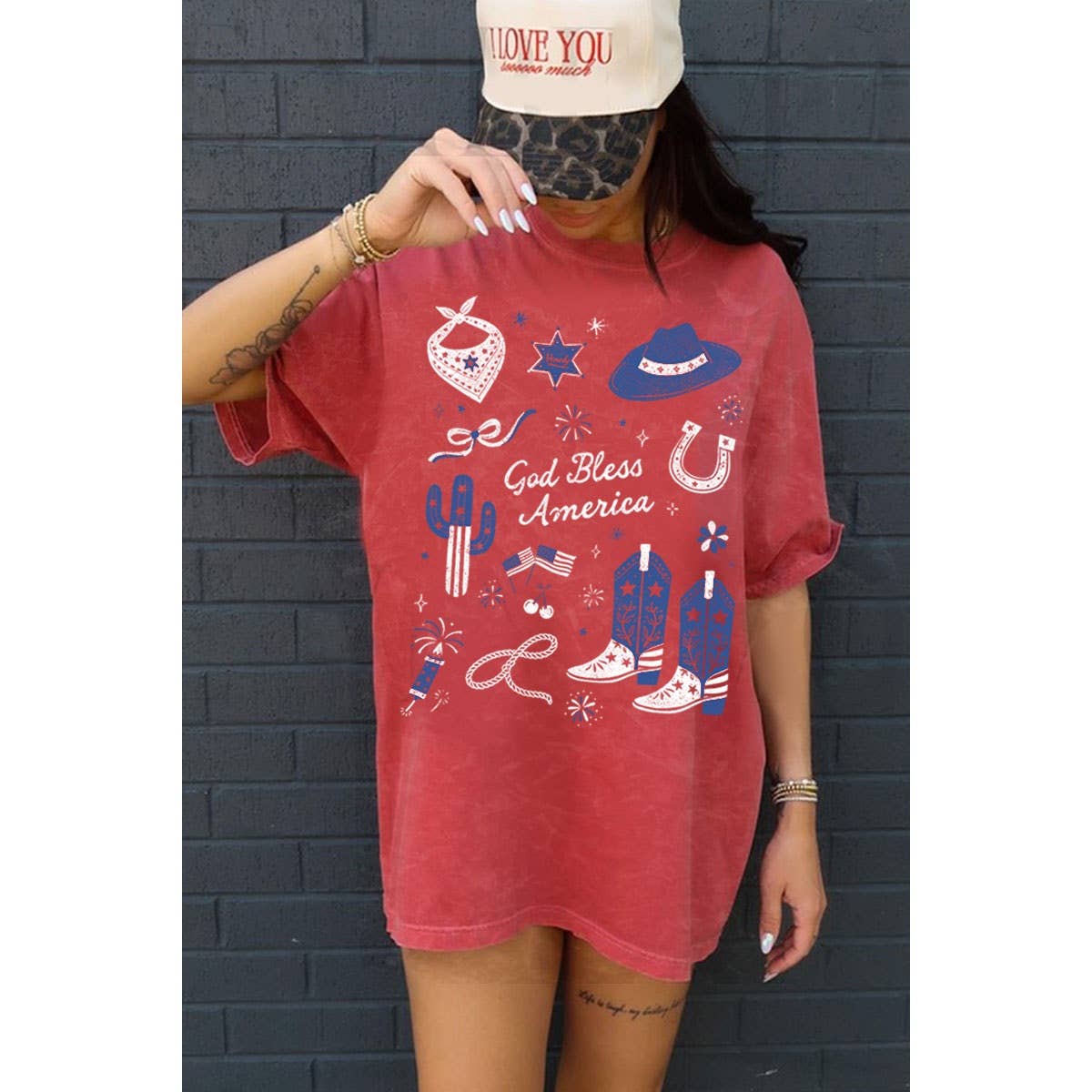 God Bless America Oversized Mineral Graphic Tee