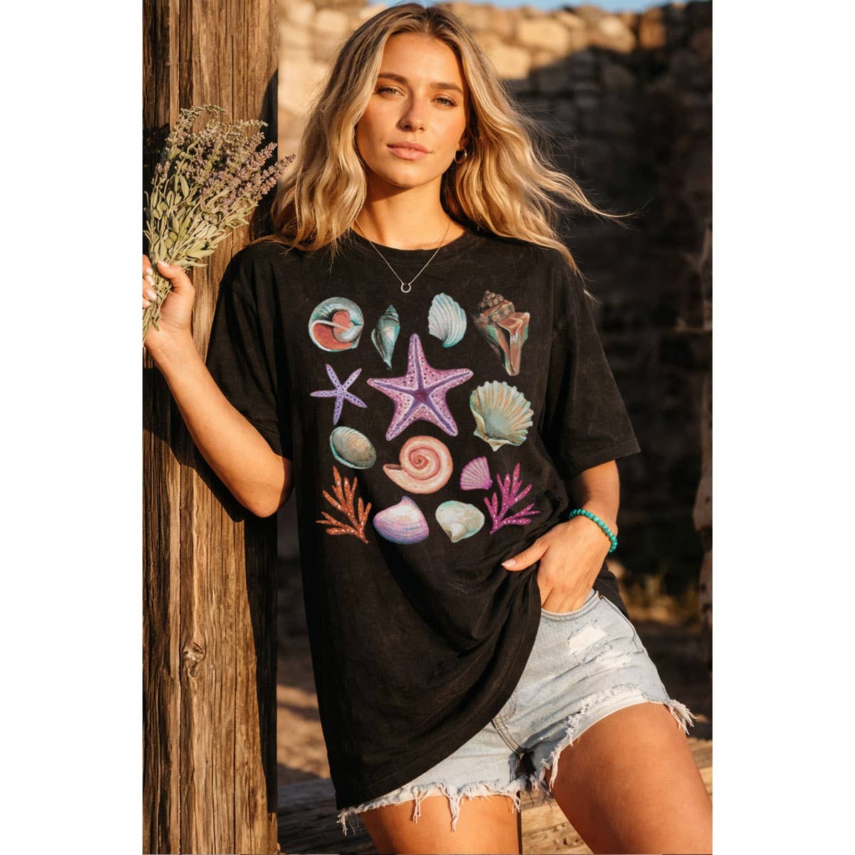 Marine Life Oversized Mineral Graphic Tee