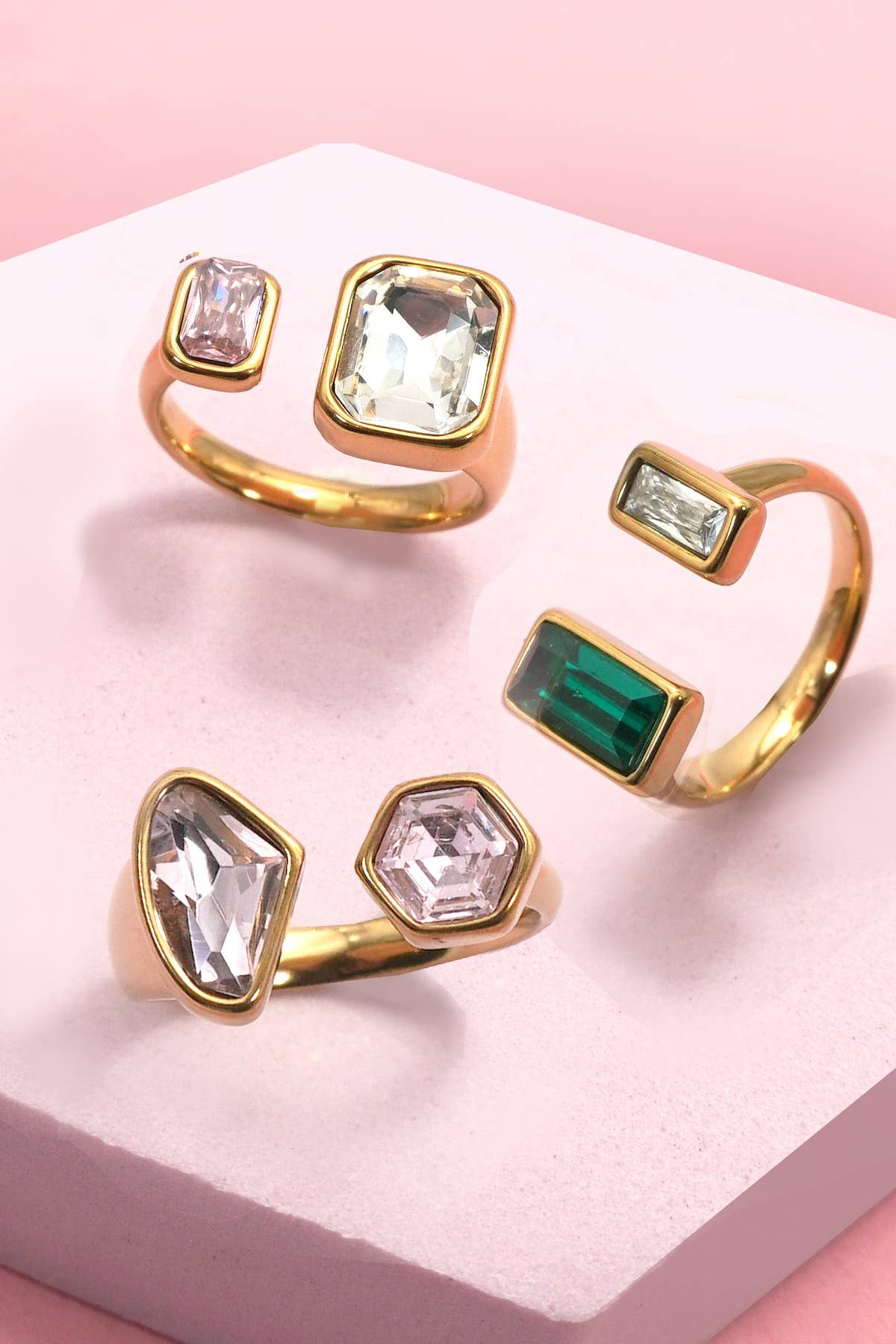 18K Stainless Steel Rhinestone Rings