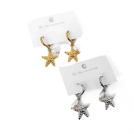 Ocean Pearl Starfish Earrings - WATERPROOF
