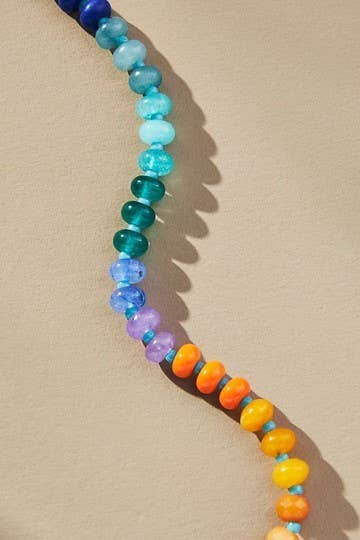 Natural Agate Glass Semi Precious Beaded Necklace