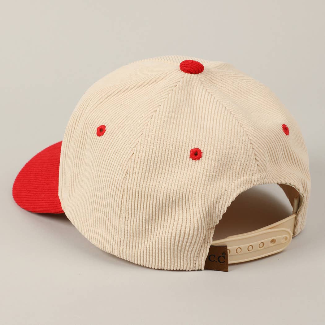 Heart Love Glitter Logo Two-Tone Corduroy Cap