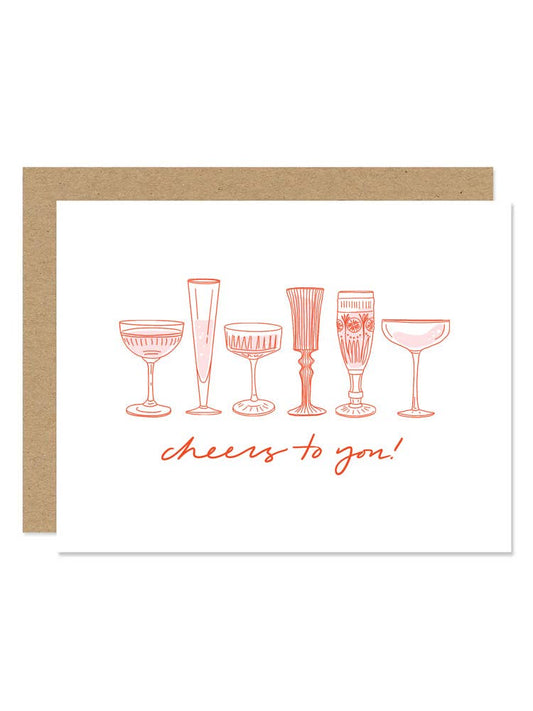 Vintage Champagne Glasses "Cheers to You!" Card