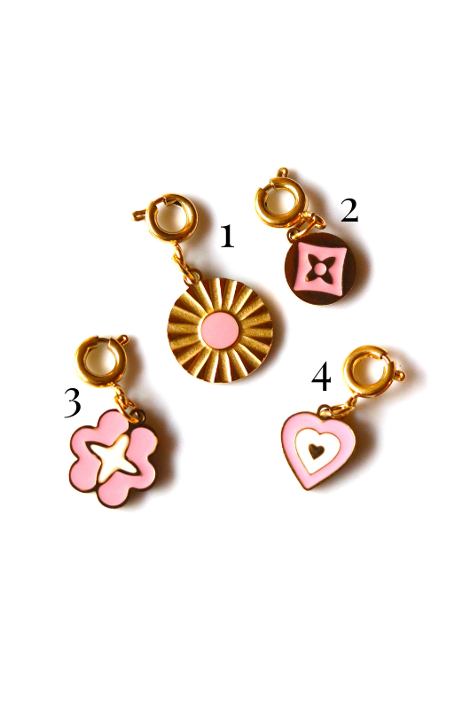 Stainless Steel Gold Plated Light Pink Collection Charms