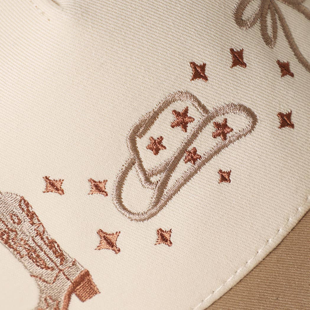 Coquette Western Embroidery Two-Tone Trucker Hat