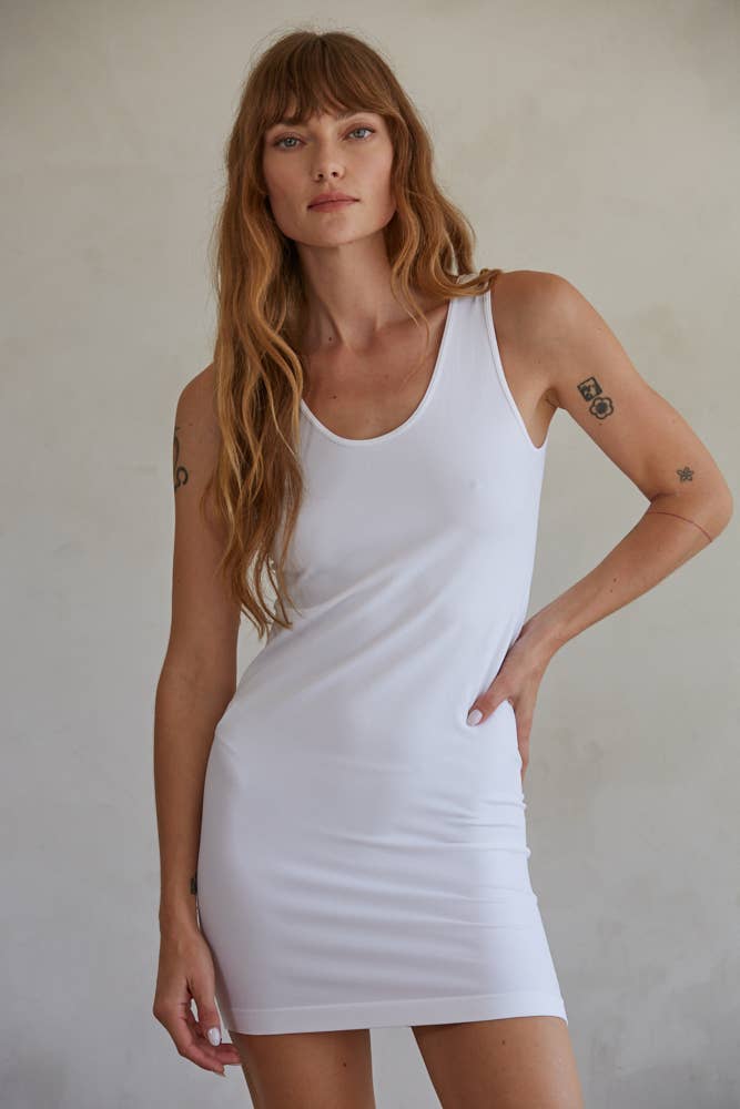 Solid Seamless U&V-neck Reversible Tunic Dress