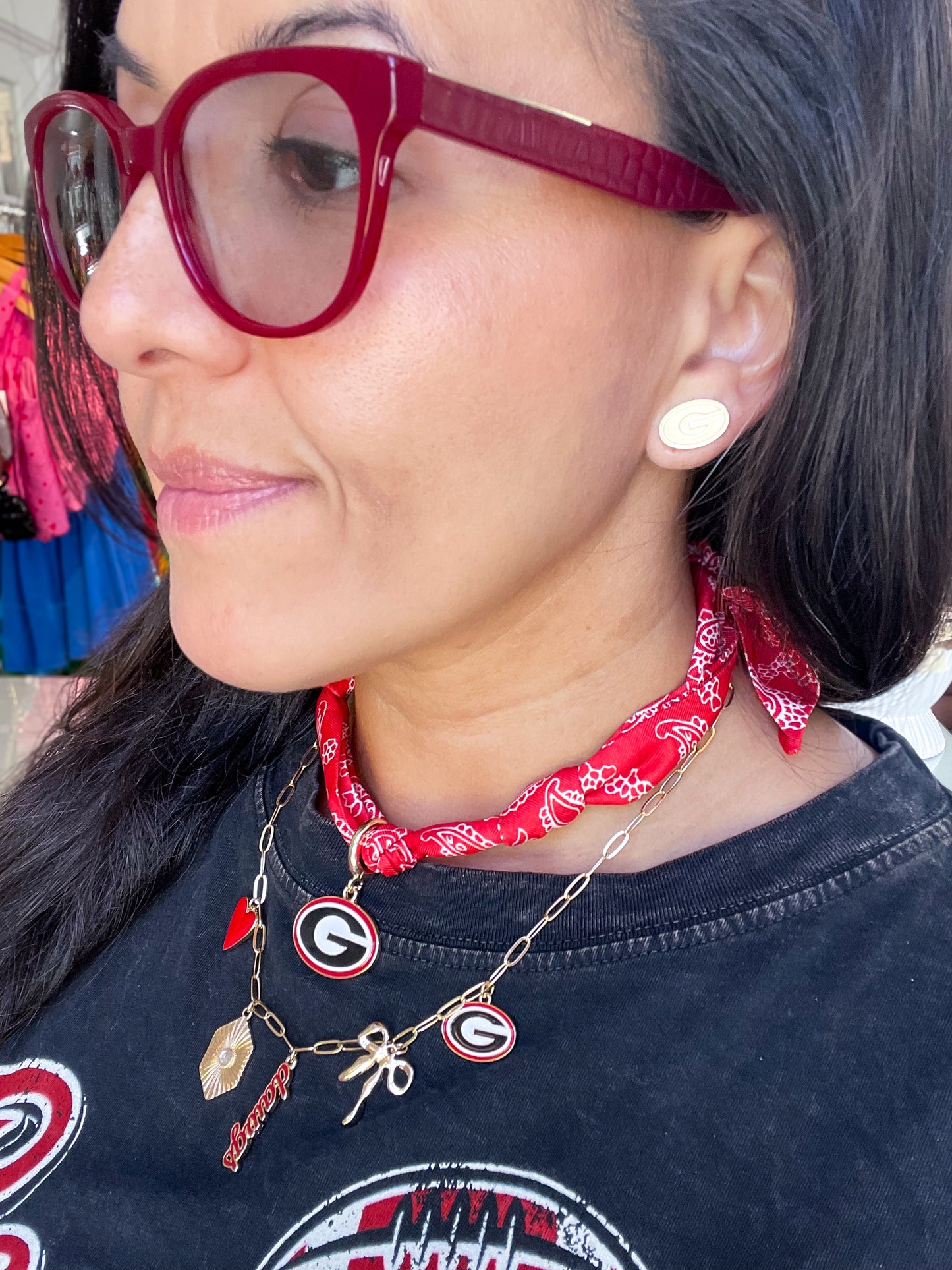 Georgia Bulldogs Logo Bandana Scarf Necklace