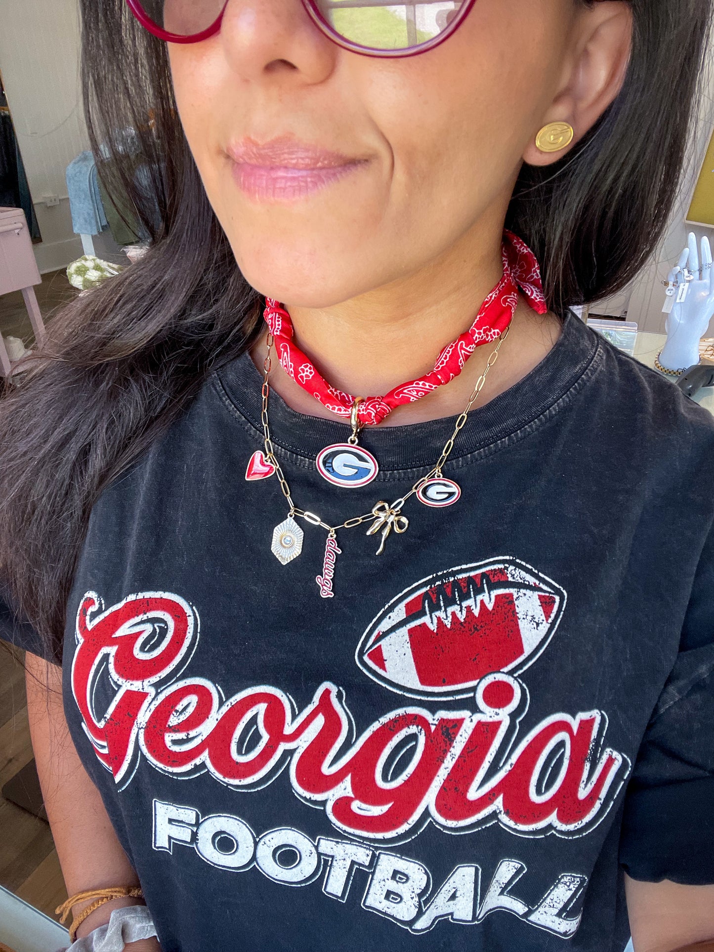Georgia Bulldogs Logo Bandana Scarf Necklace