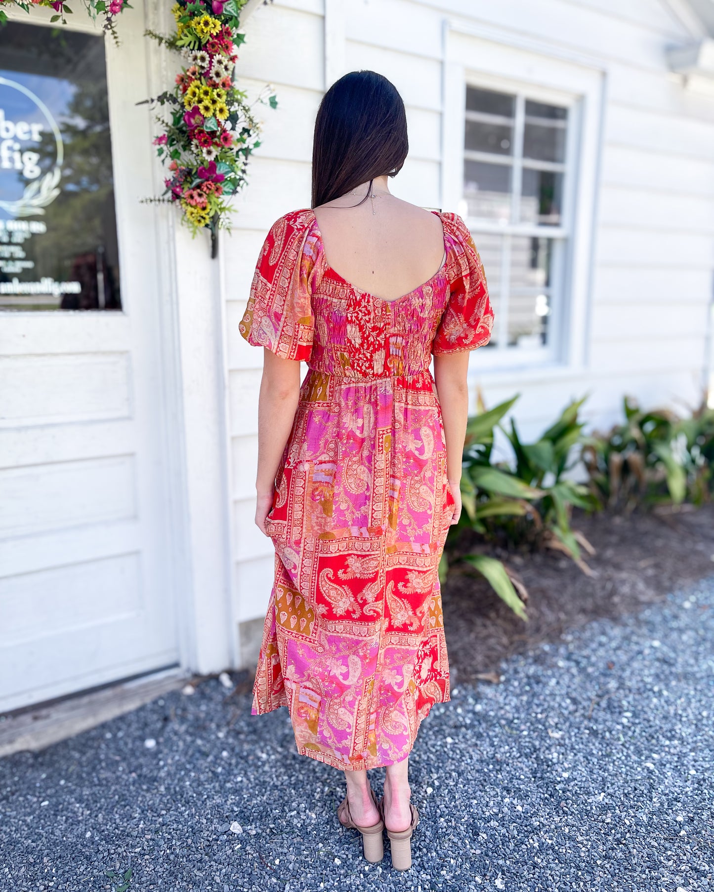 Mediterranean Majesty Puff Sleeve Maxi Dress