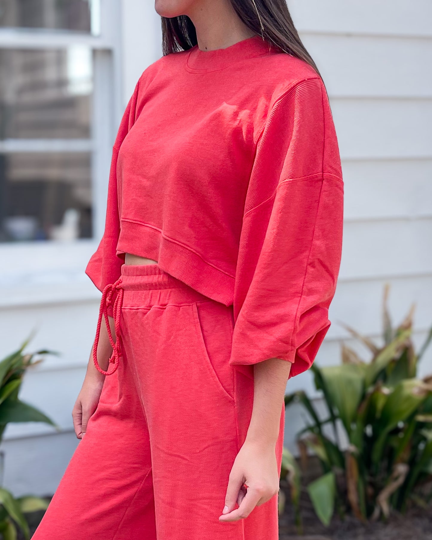 Ribbed Semi Cropped Sweatshirt