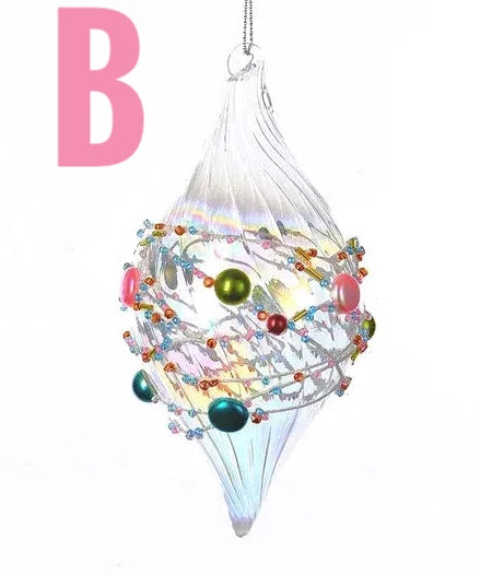 *FINAL SALE* Beaded Glass Ornament