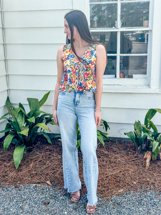 Beth Light Blue High Rise Wide Leg Jeans