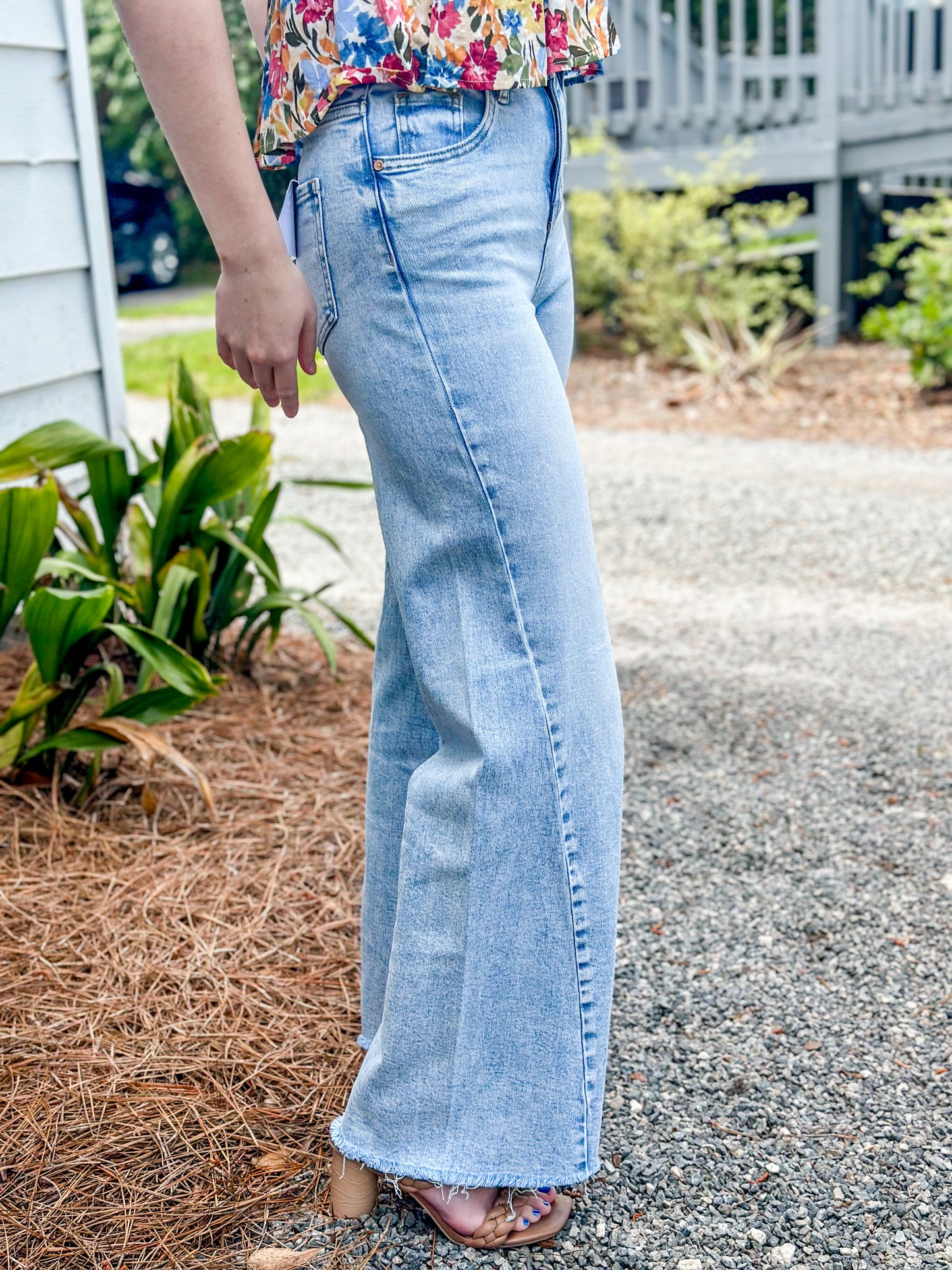 Beth Light Blue High Rise Wide Leg Jeans