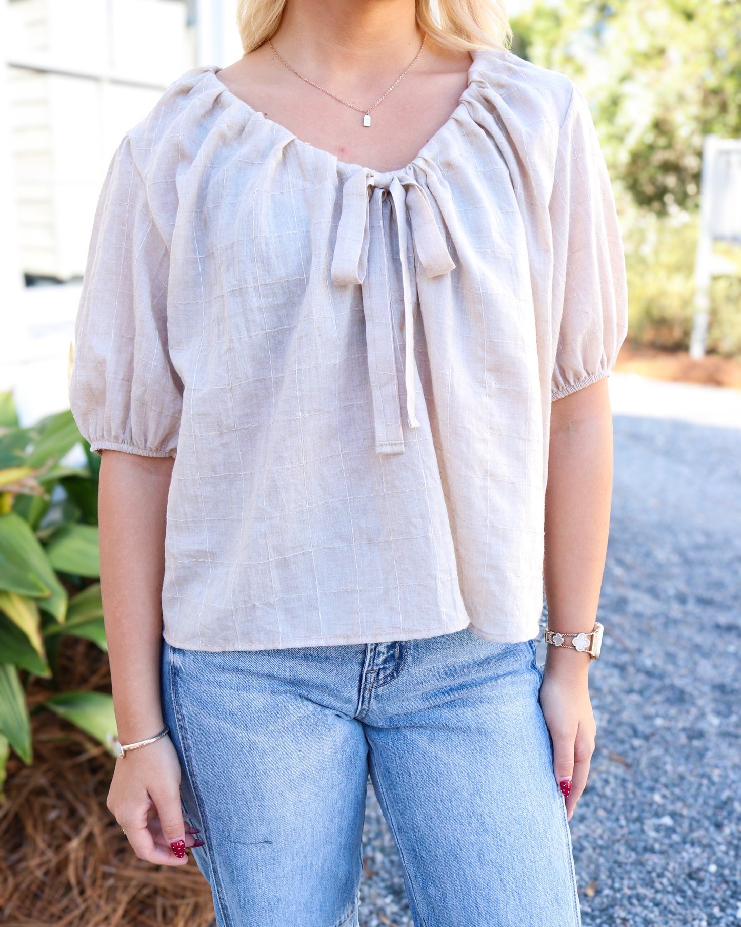 Days End Front Tie Blouse