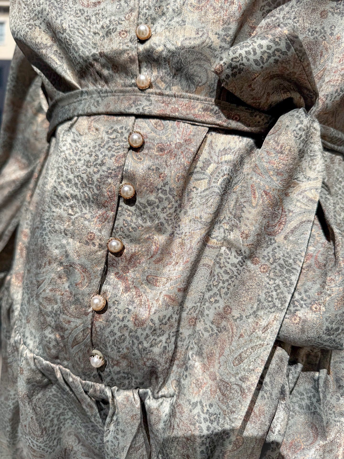 Golden Tapestry Button Down Dress