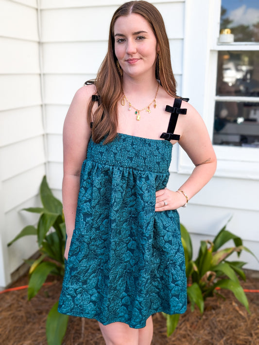 *FINAL SALE* Emerald Jacquard Dress
