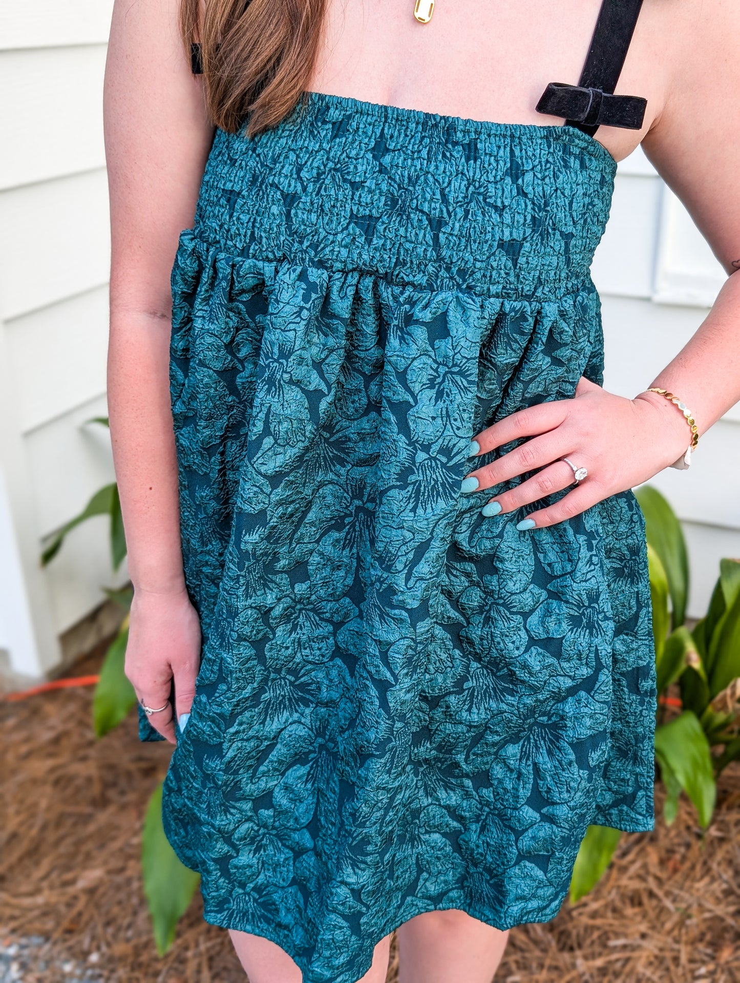 *FINAL SALE* Emerald Jacquard Dress