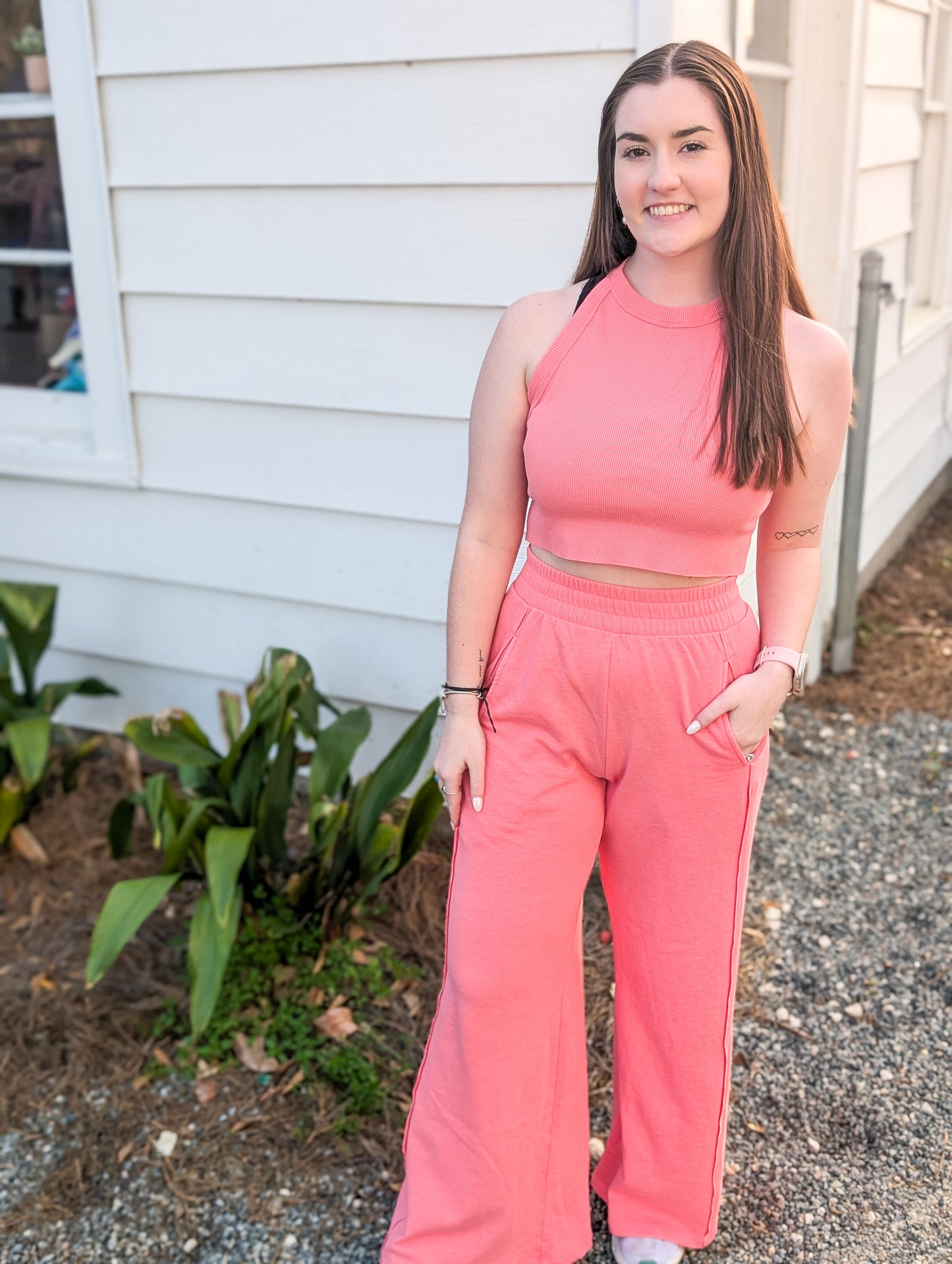 Mineral Wash Halter Neck Crop Tank