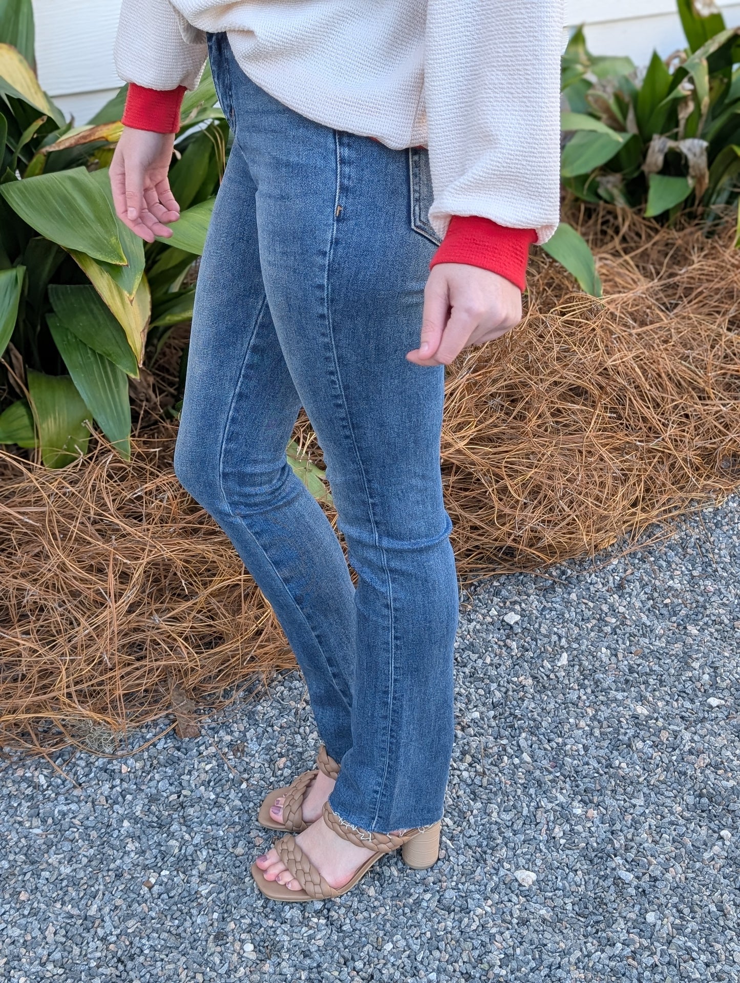 Mid Rise Slim Straight Denim Jeans