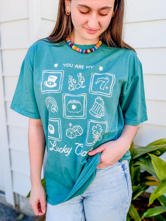 *FINAL SALE* You Are My Lucky Charm Oversized Mineral Graphic Tee