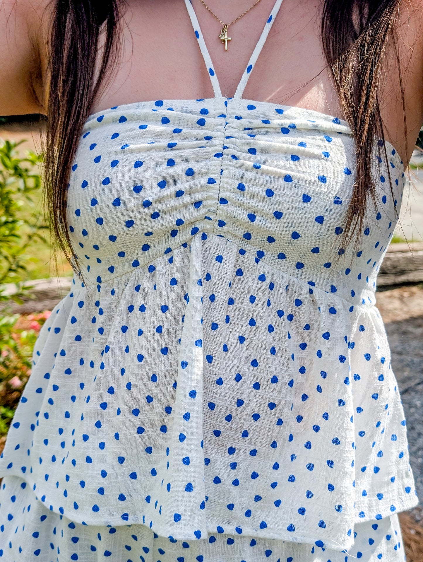 *FINAL SALE* Tide Pool Strapless Polka Dot Top