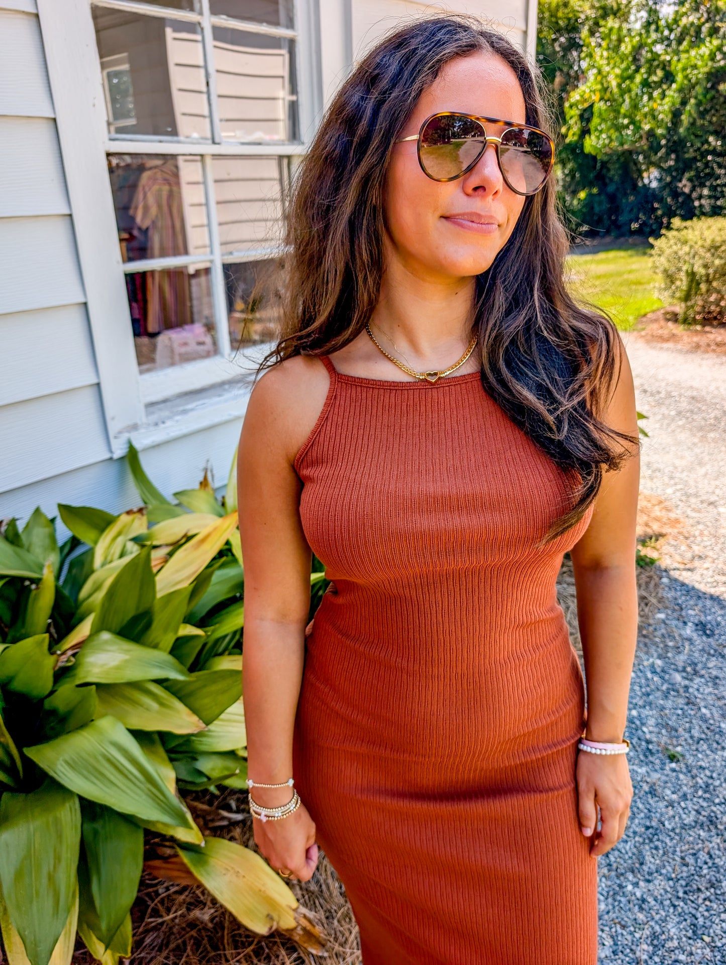 Soft Cedar Rib Knit Midi Dress