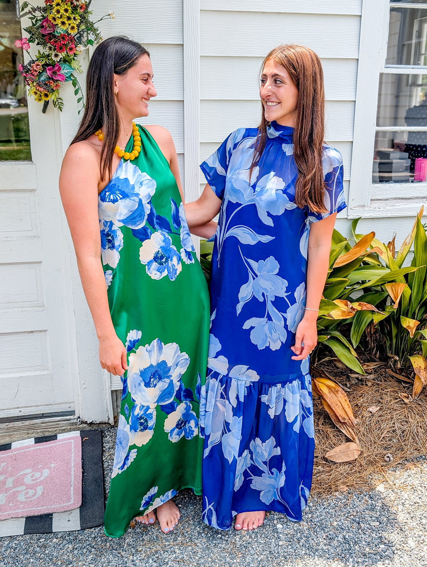 Dime Organza Mockneck Floral Maxi Dress