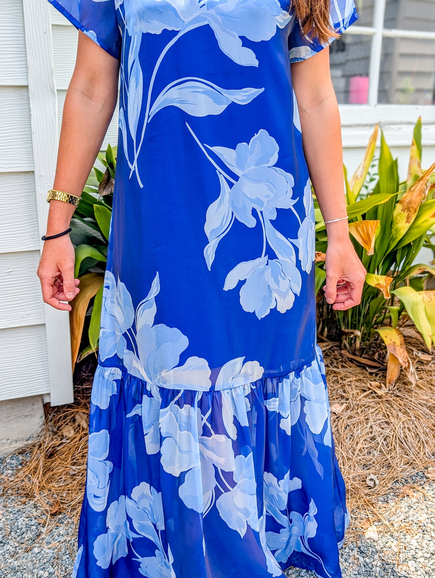 Dime Organza Mockneck Floral Maxi Dress