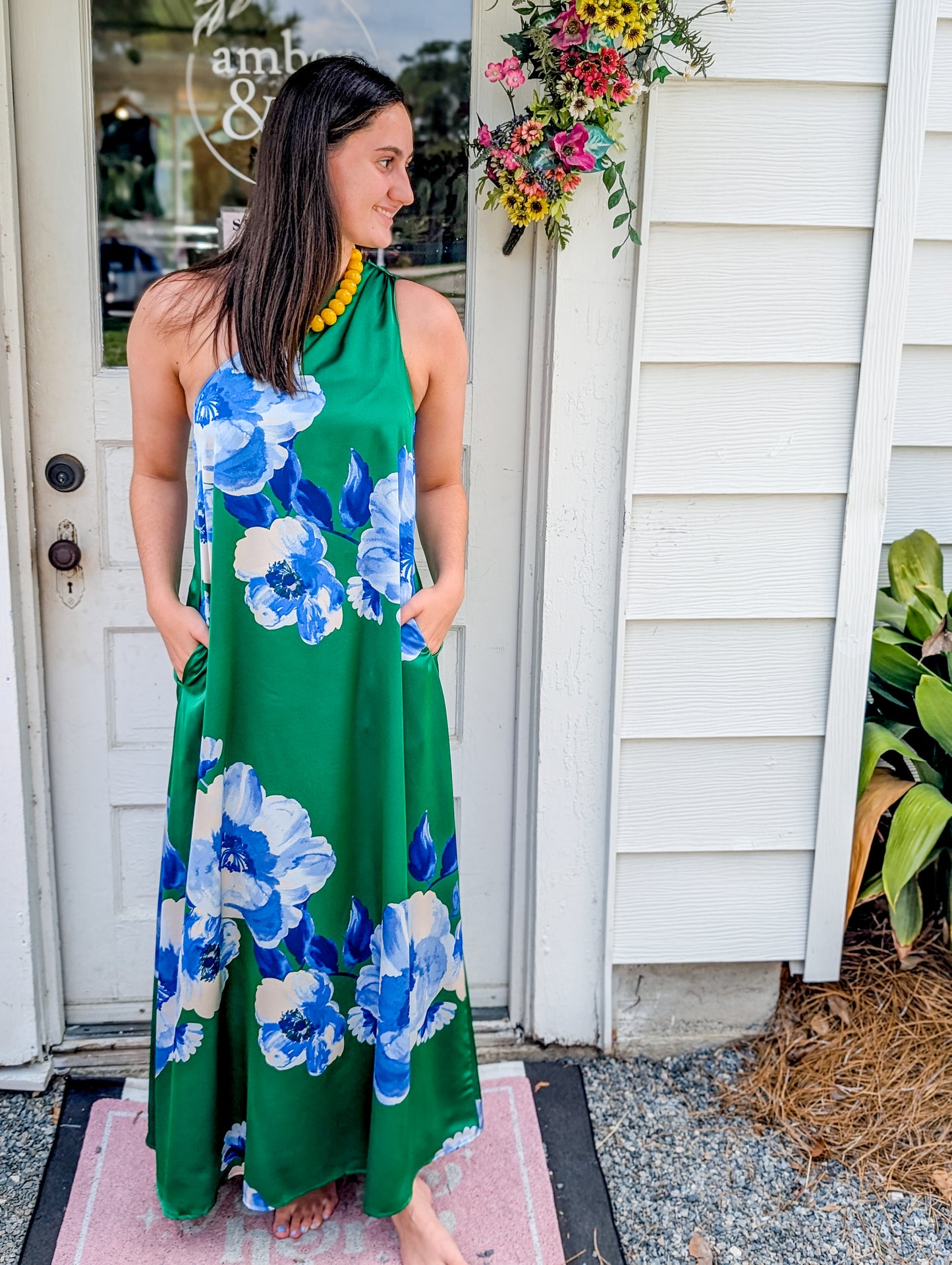 Glena Floral Pleated Maxi Dress