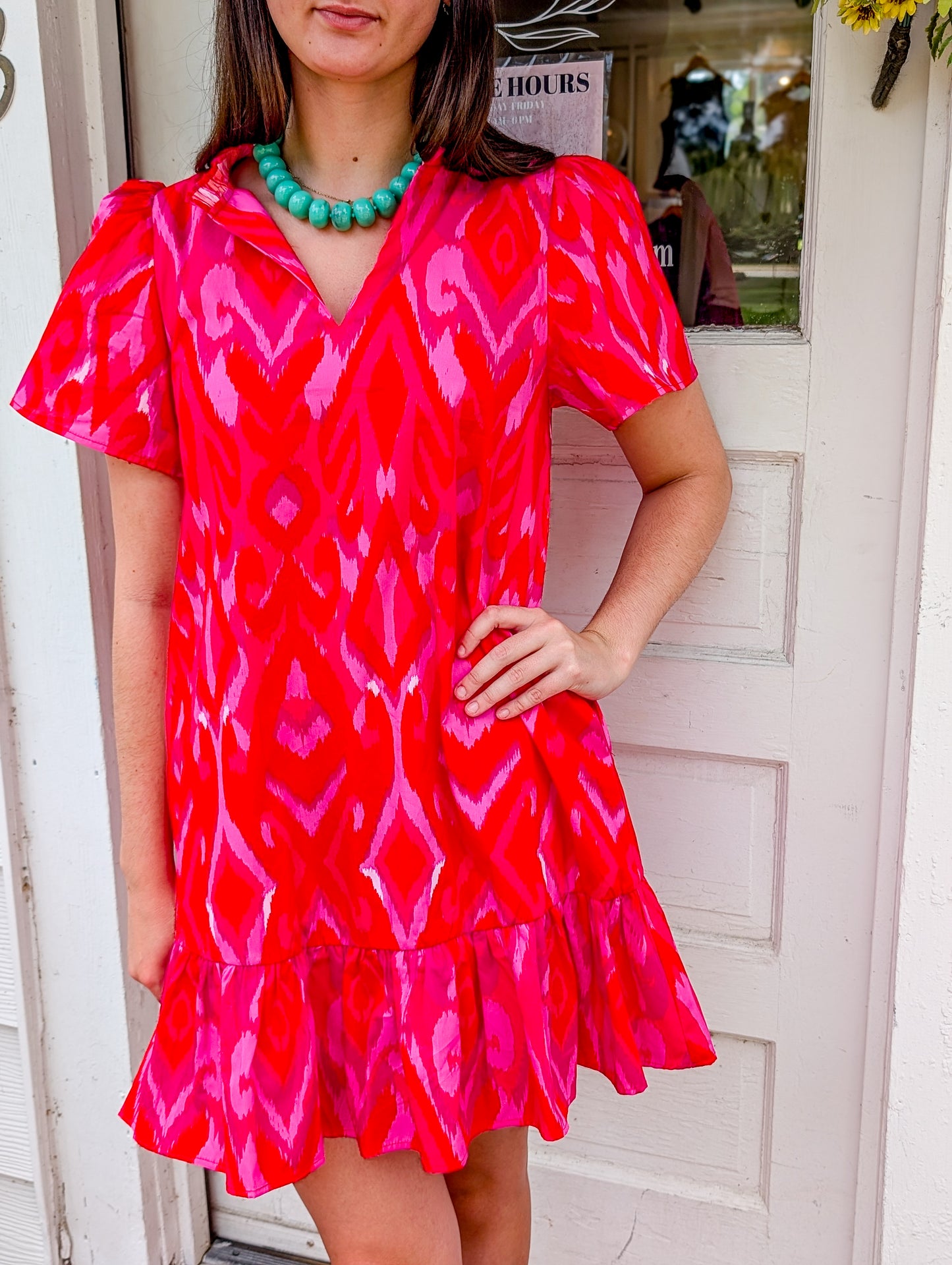 Blevin Ikat Celeste Mini Dress