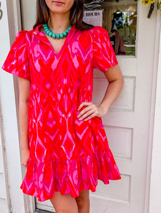 Blevin Ikat Celeste Mini Dress