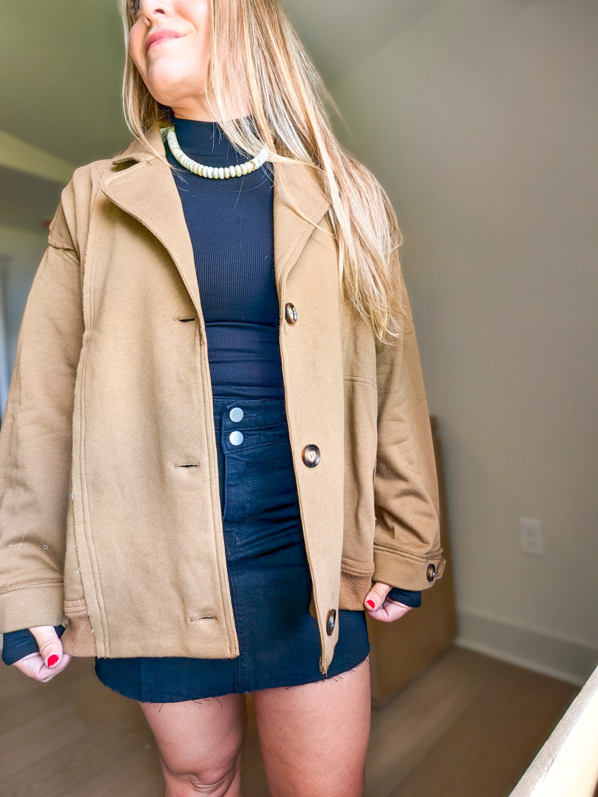 5198IK Oversized Raw Edge Knit Jacket