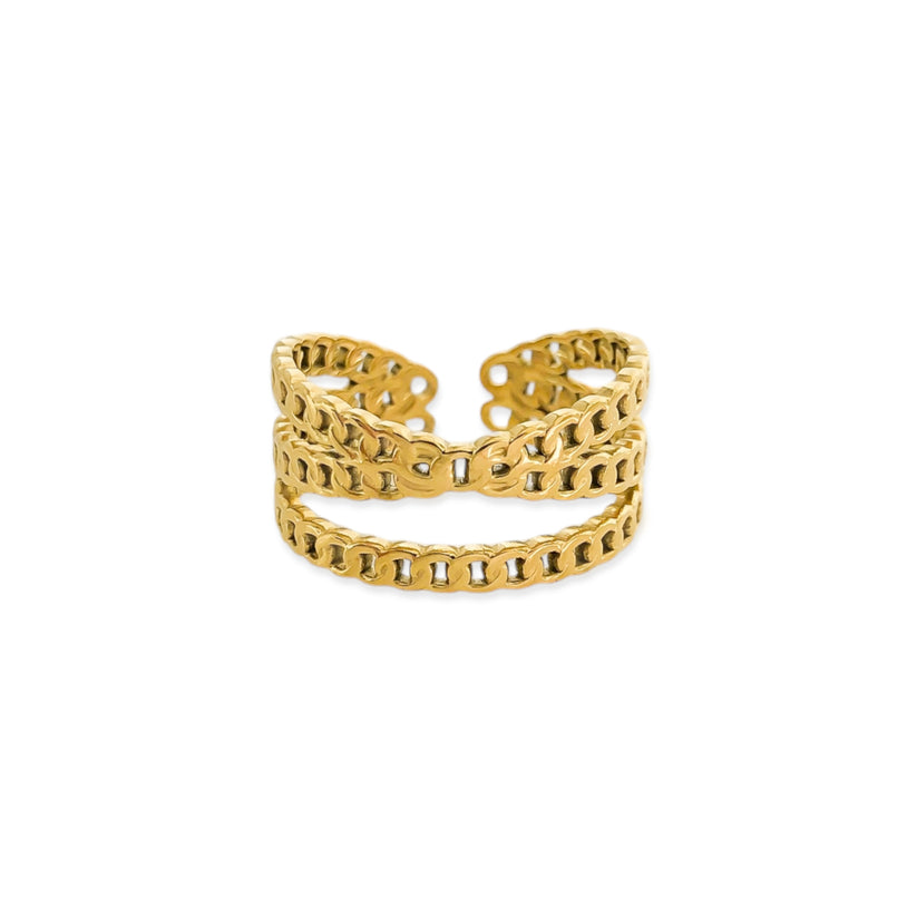 Water Resistant 3 Stack Chain Coss Ring