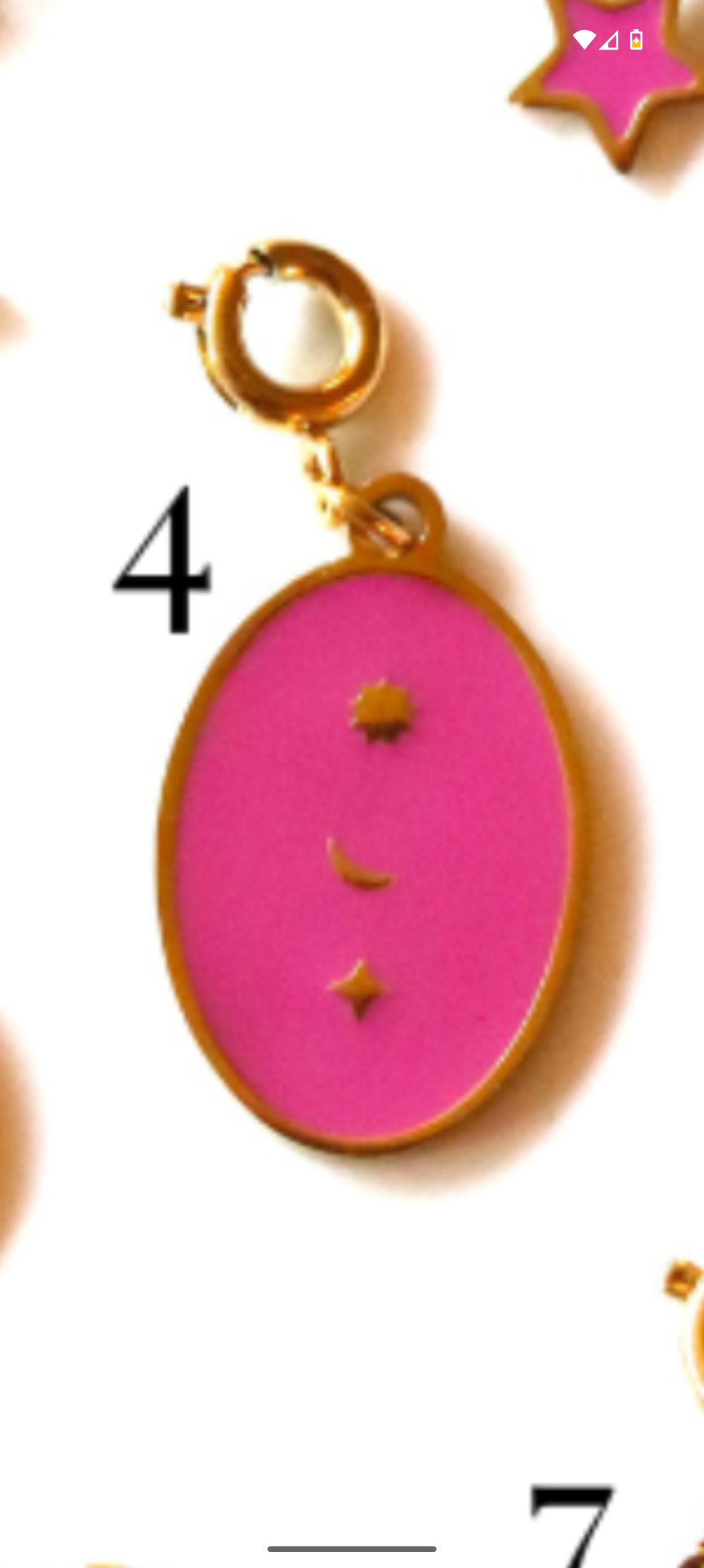 Stainless Steel Gold Plated Pink Collection Charms