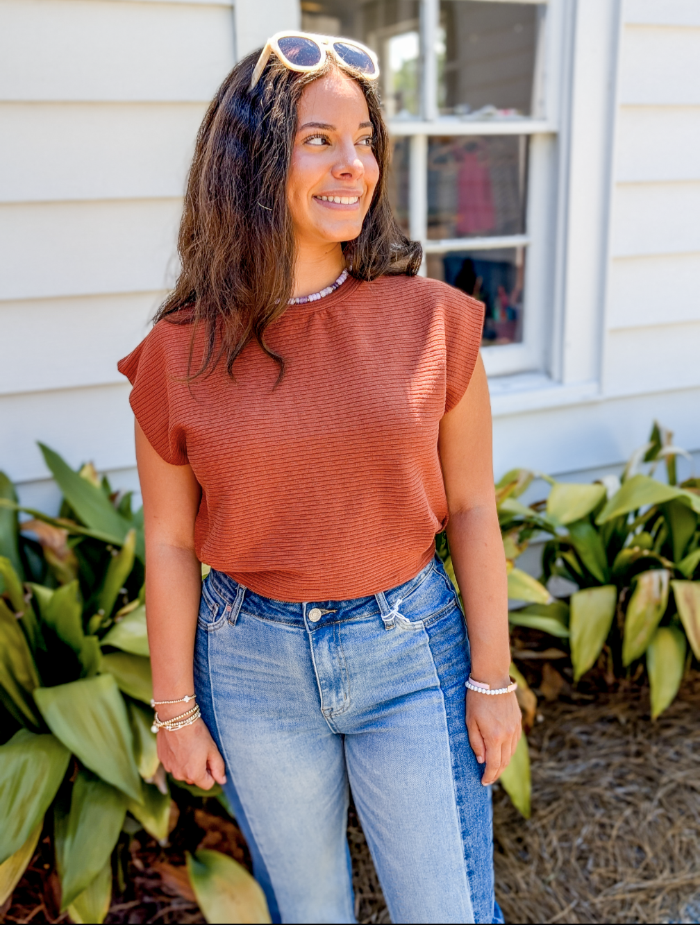 Soft Cedar Tapered Knit Top