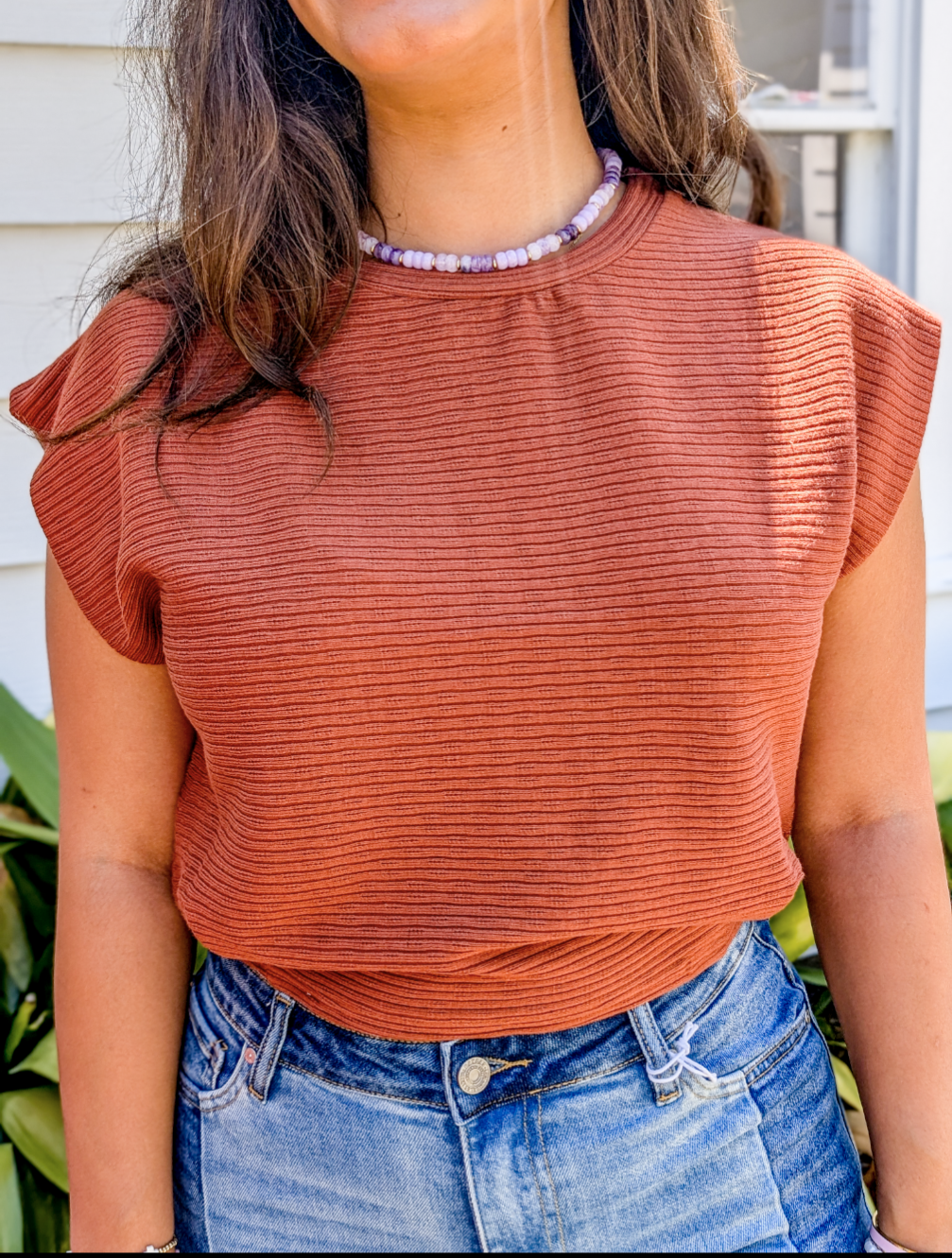 Soft Cedar Tapered Knit Top