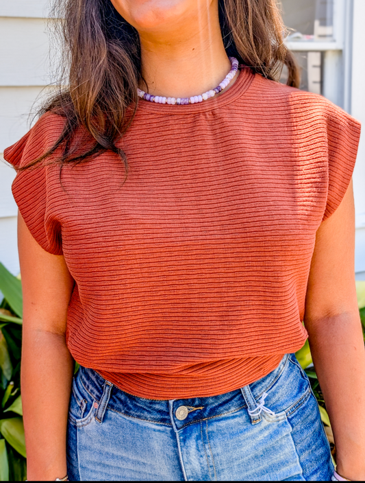 Soft Cedar Tapered Knit Top